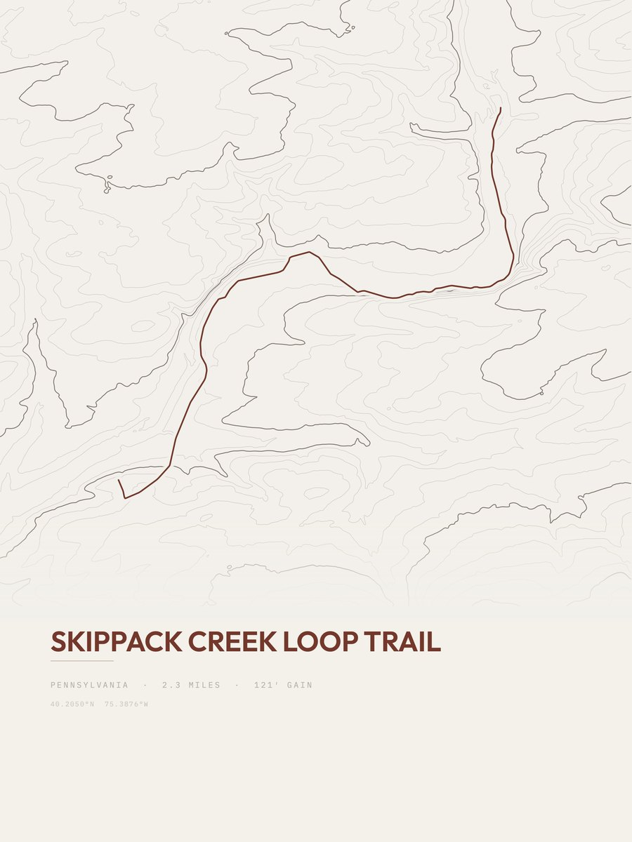 Skippack Creek Loop Trail topographic trail print