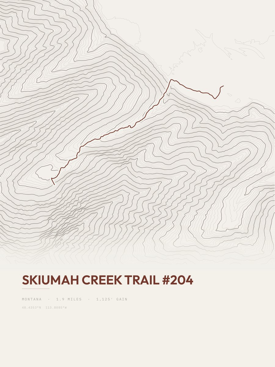 Skiumah Creek Trail Topographic print