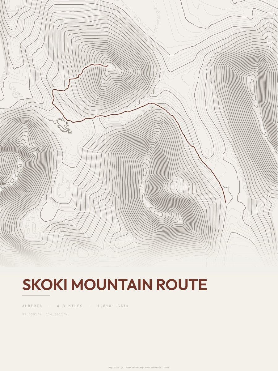 Skoki Mountain Route Topographic print