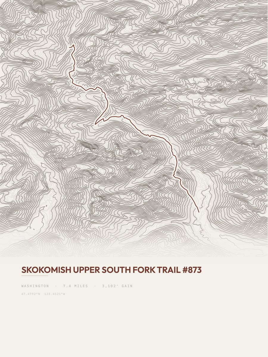 Skokomish Upper South Fork Trail Topographic print