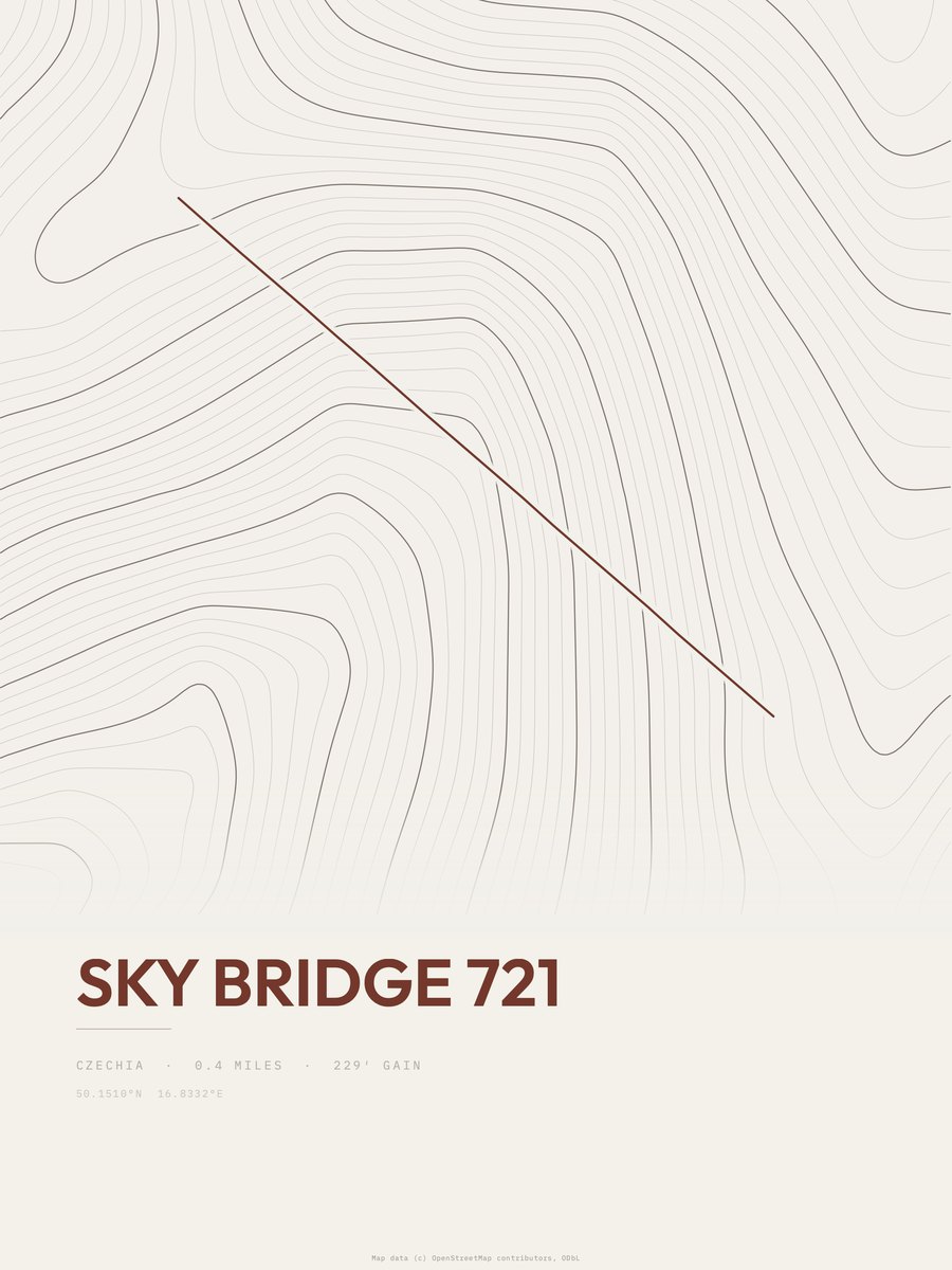 Sky Bridge 721 topographic trail print