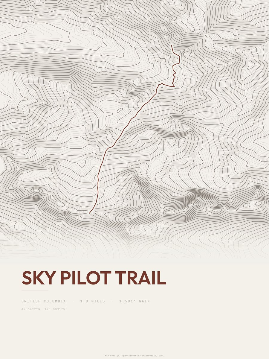 Sky Pilot Trail Topographic print