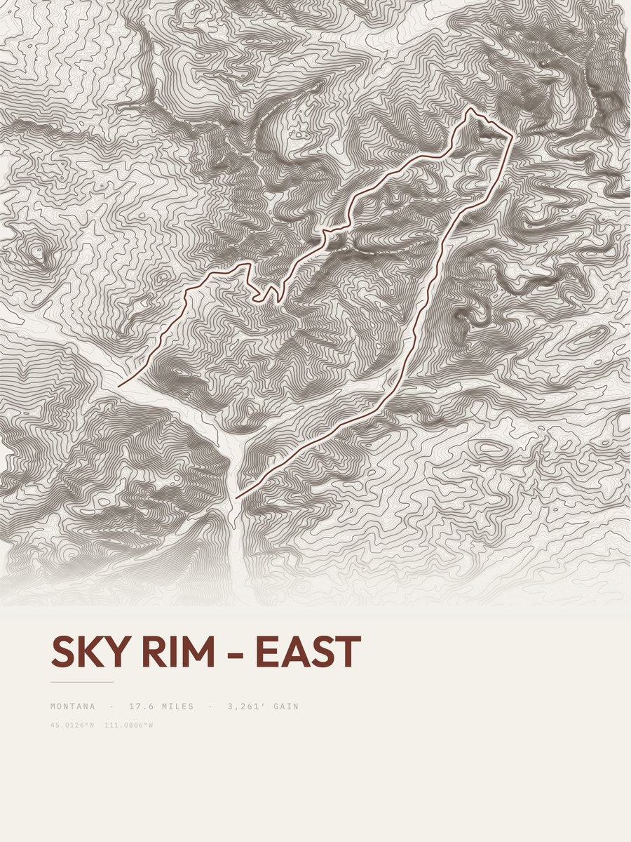 Sky Rim - East topographic trail print