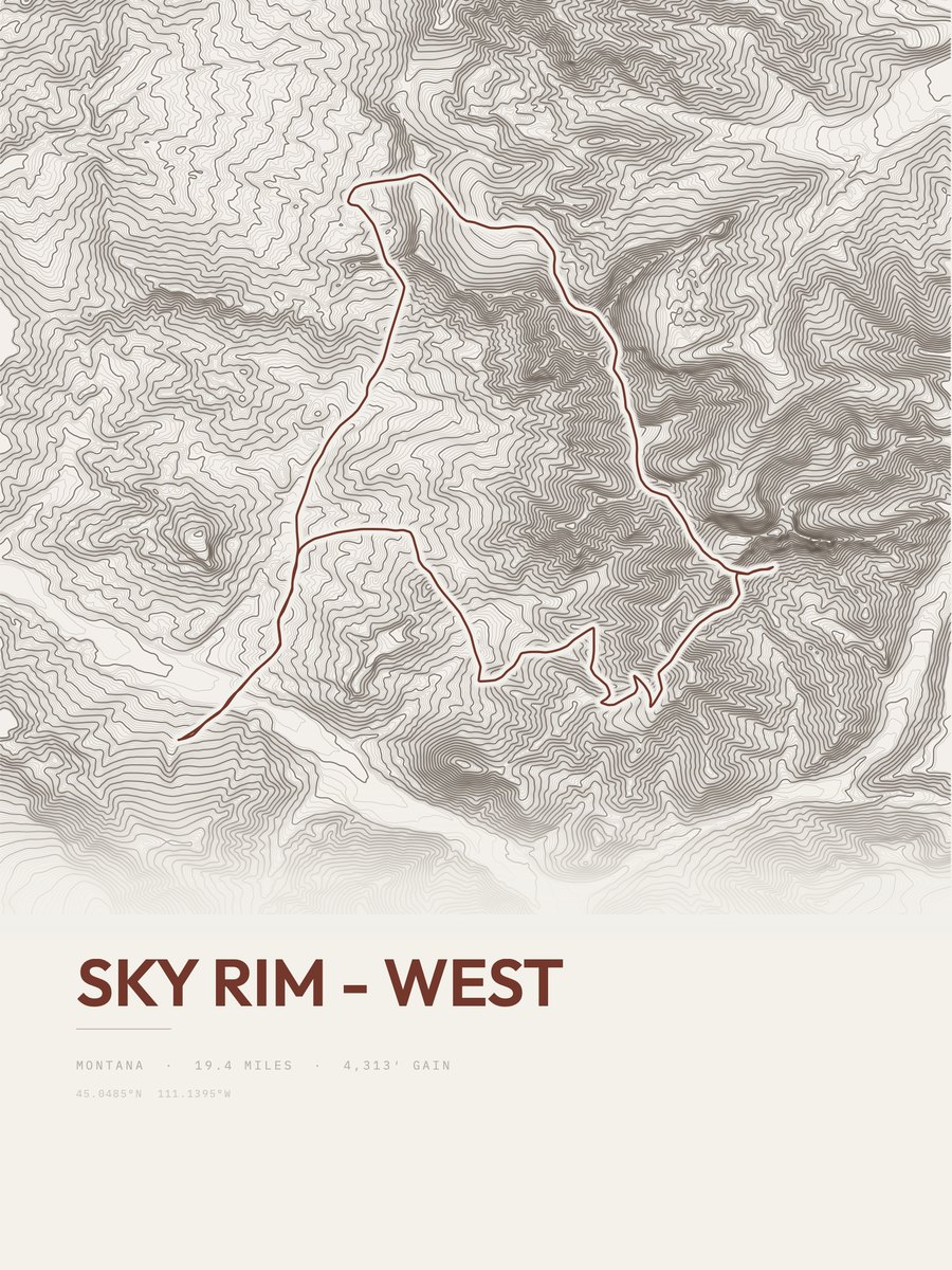 Sky Rim - West topographic trail print