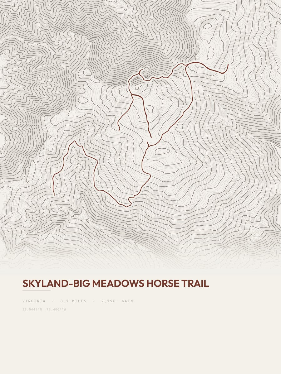 Skyland-Big Meadows Horse Trail topographic trail print