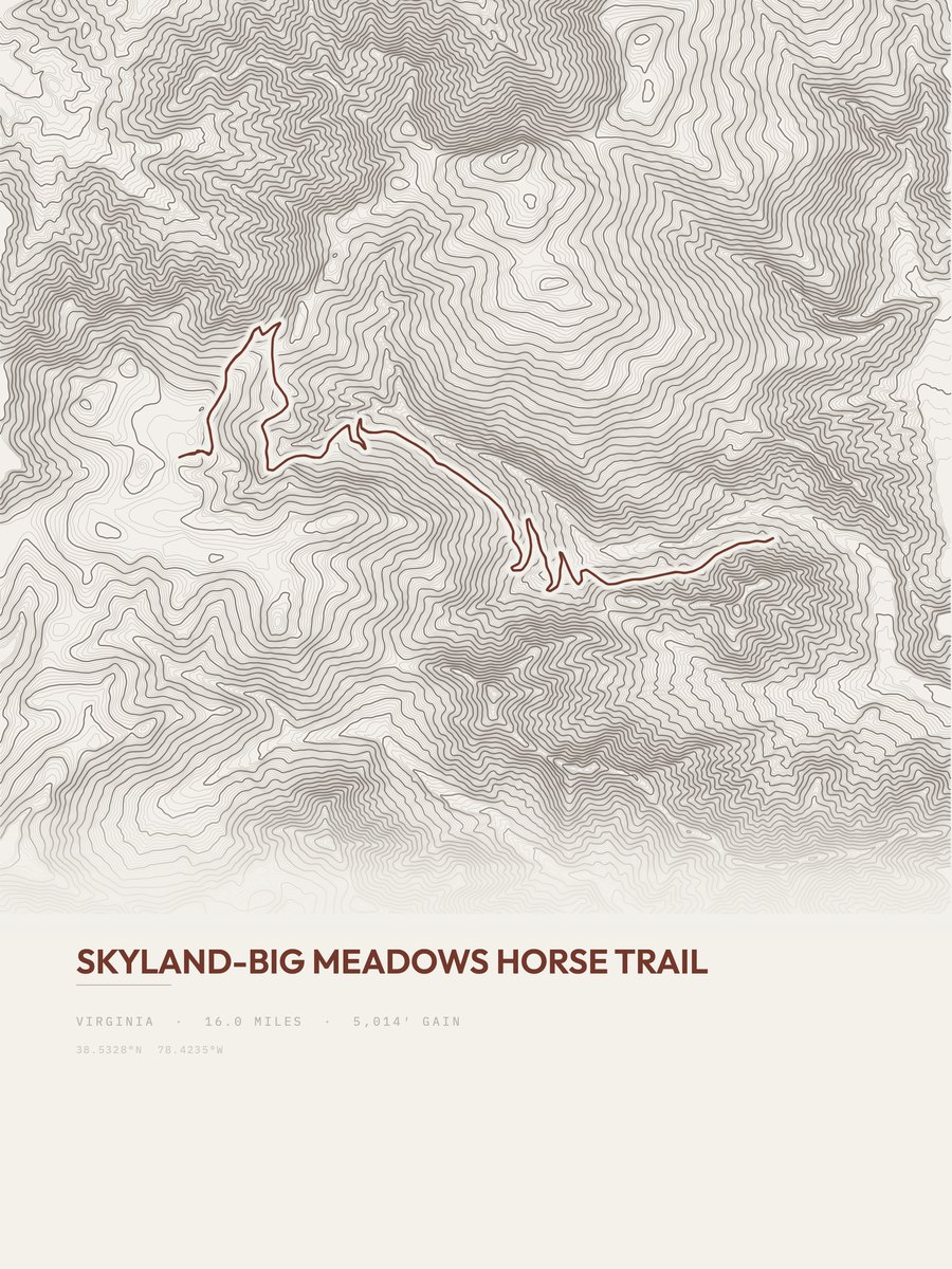 Skyland-Big Meadows Horse Trail topographic trail print
