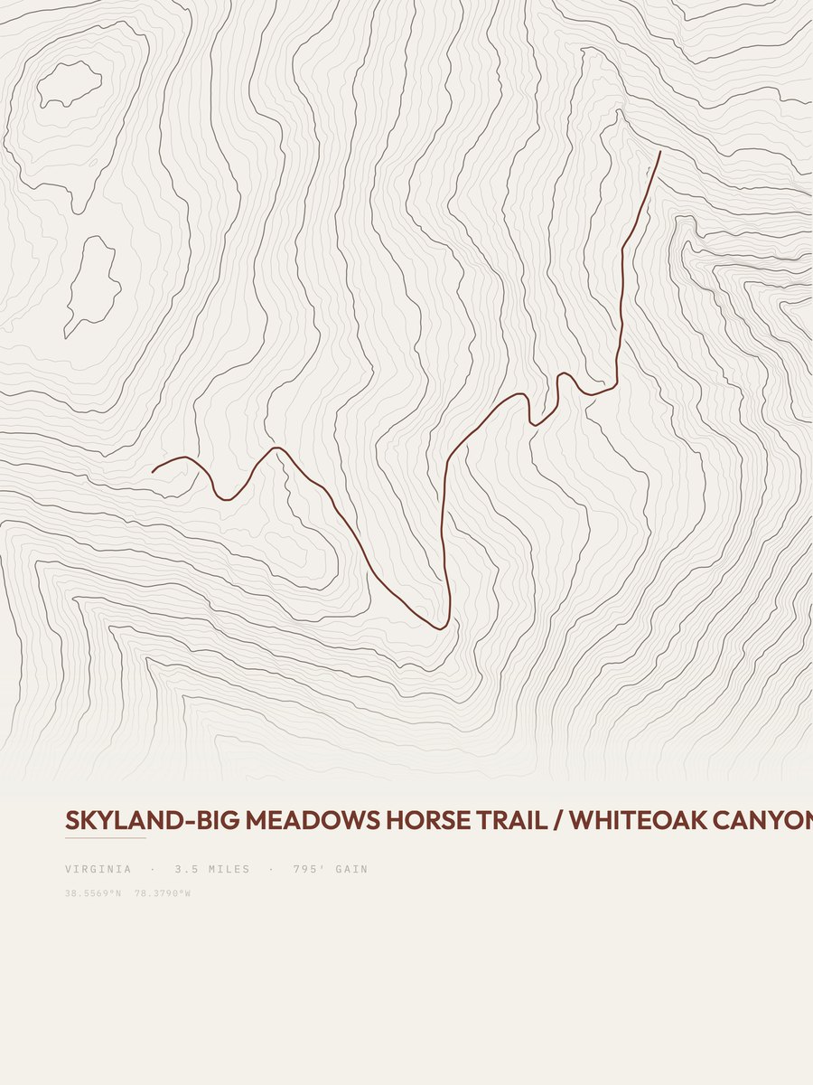 Skyland-Big Meadows Horse Trail topographic trail print