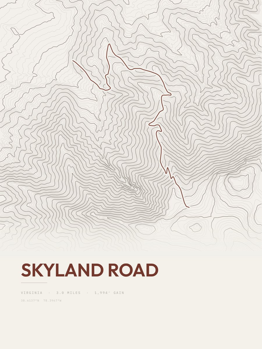 Skyland Road Topographic print