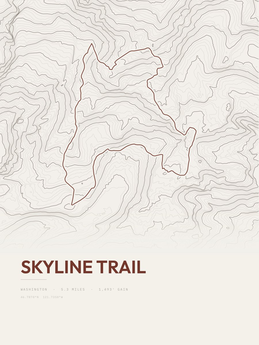 Skyline Trail topographic trail print