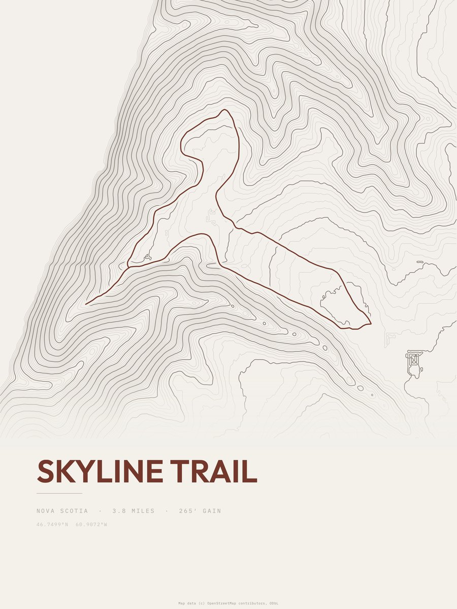 Skyline Trail Topographic print