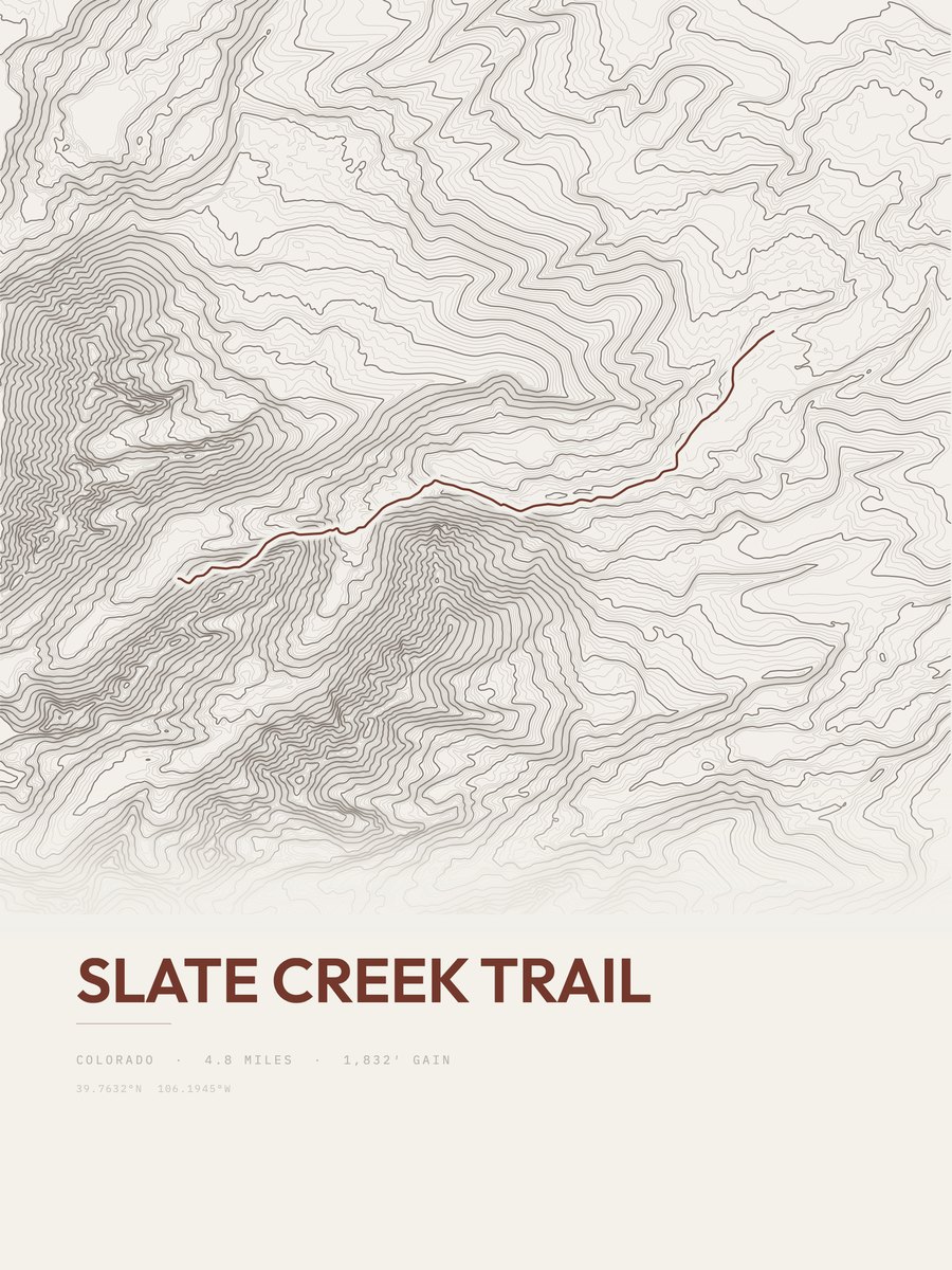 Slate Creek Trail Topographic print