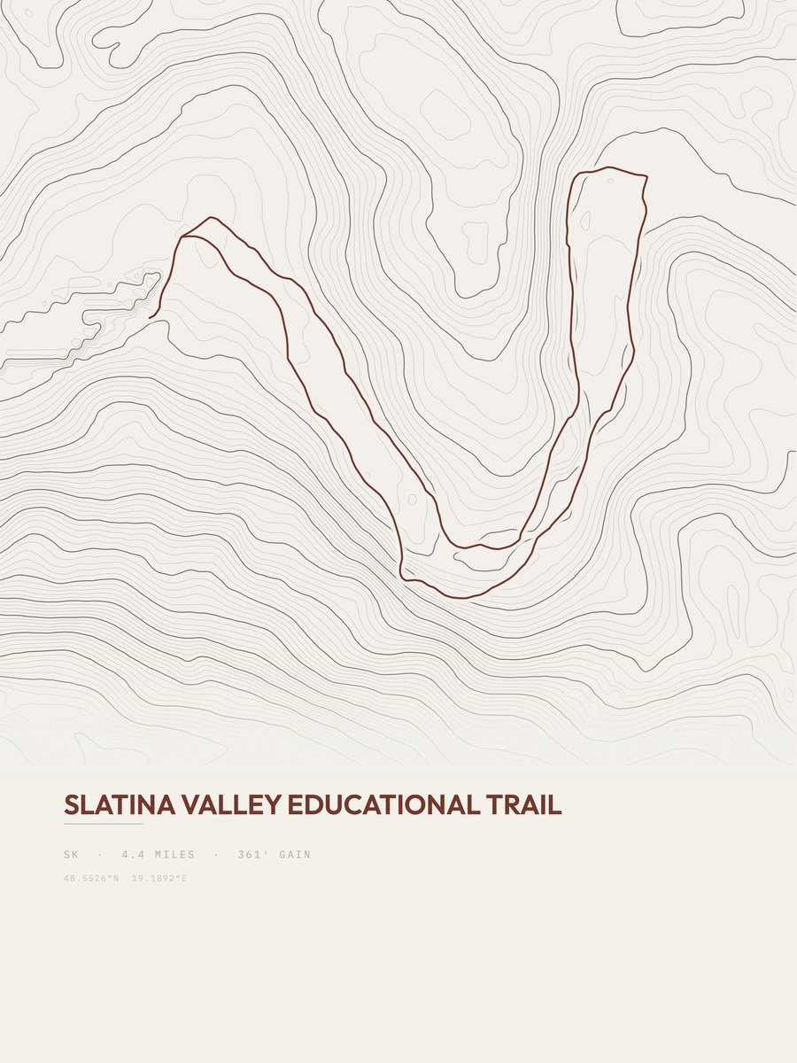 Slatina Valley Educational Trail topographic trail print