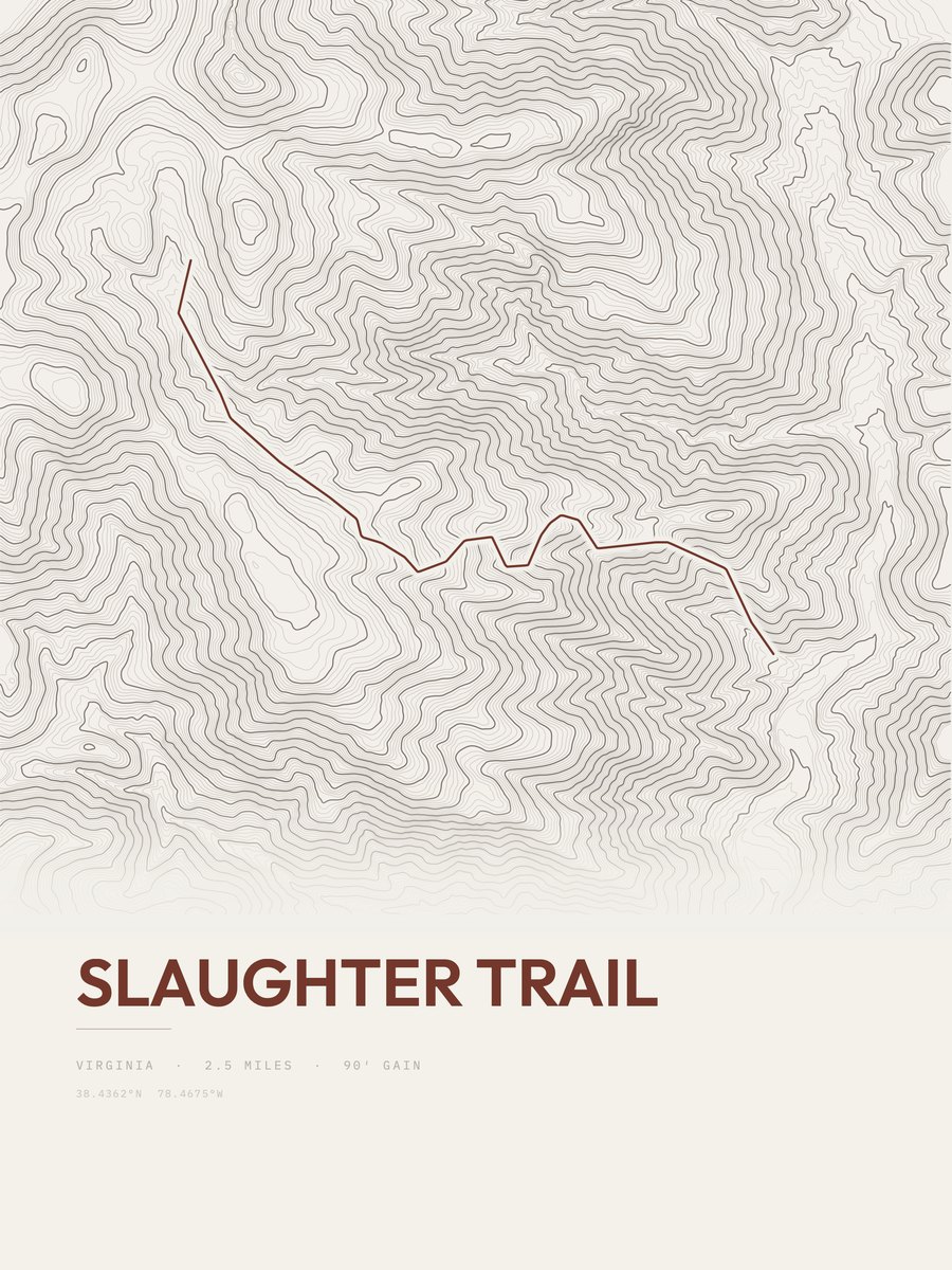 Slaughter Trail topographic trail print