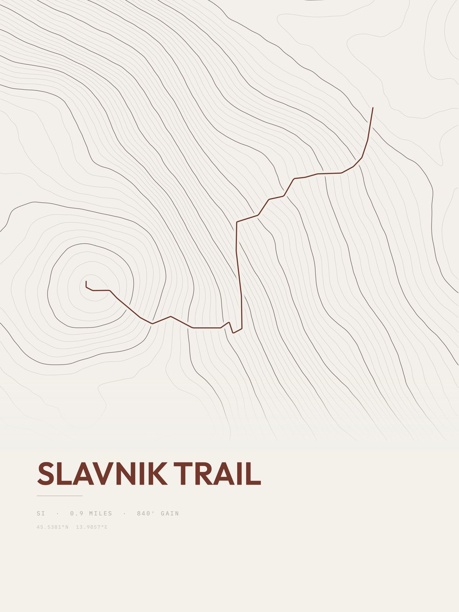 Slavnik Trail Topographic print