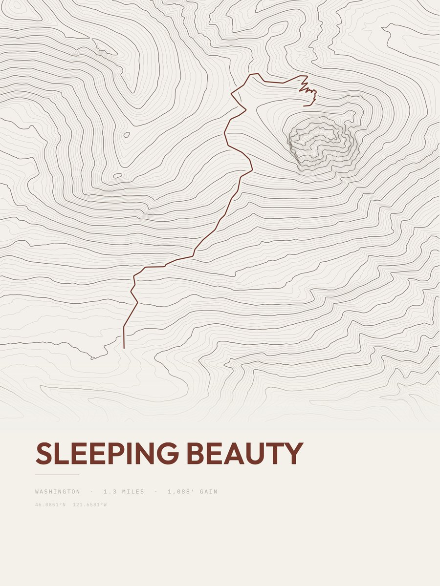 Sleeping Beauty topographic trail print
