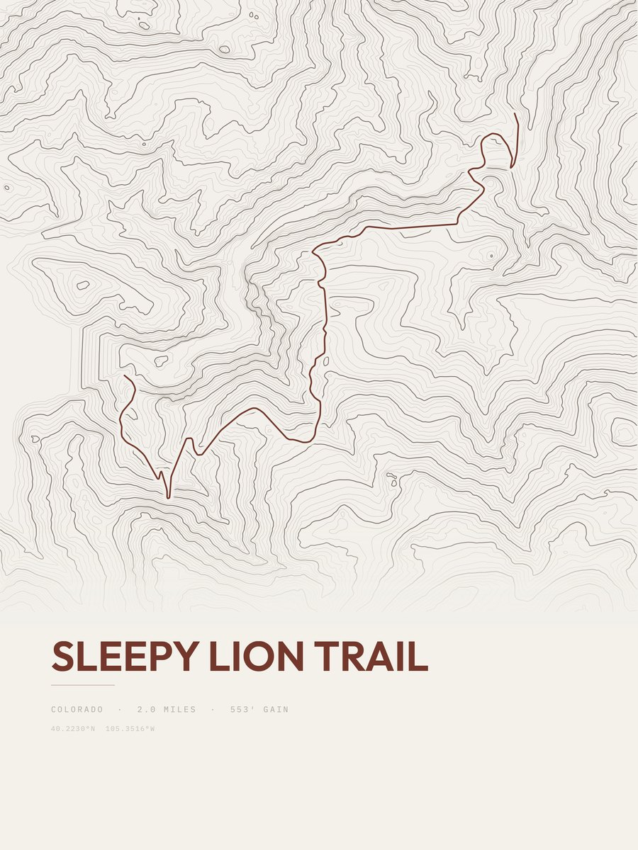 Sleepy Lion Trail Topographic print