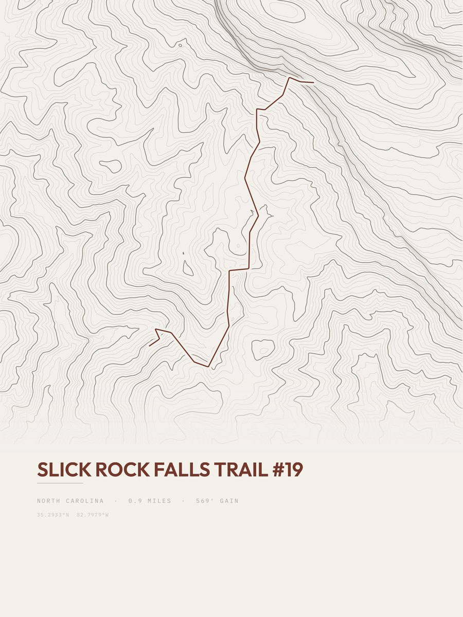 Slick Rock Falls Trail Topographic print