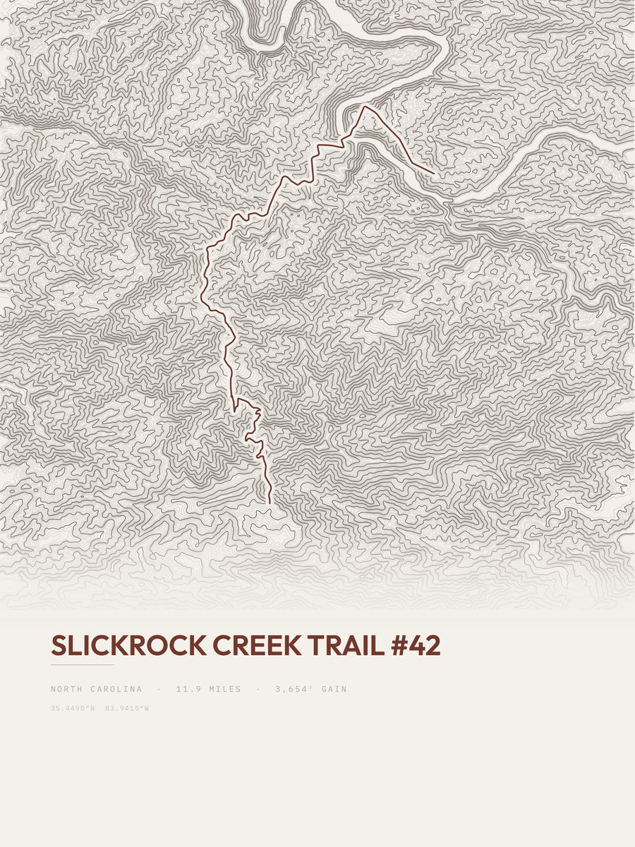 Slickrock Creek Trail topographic trail print