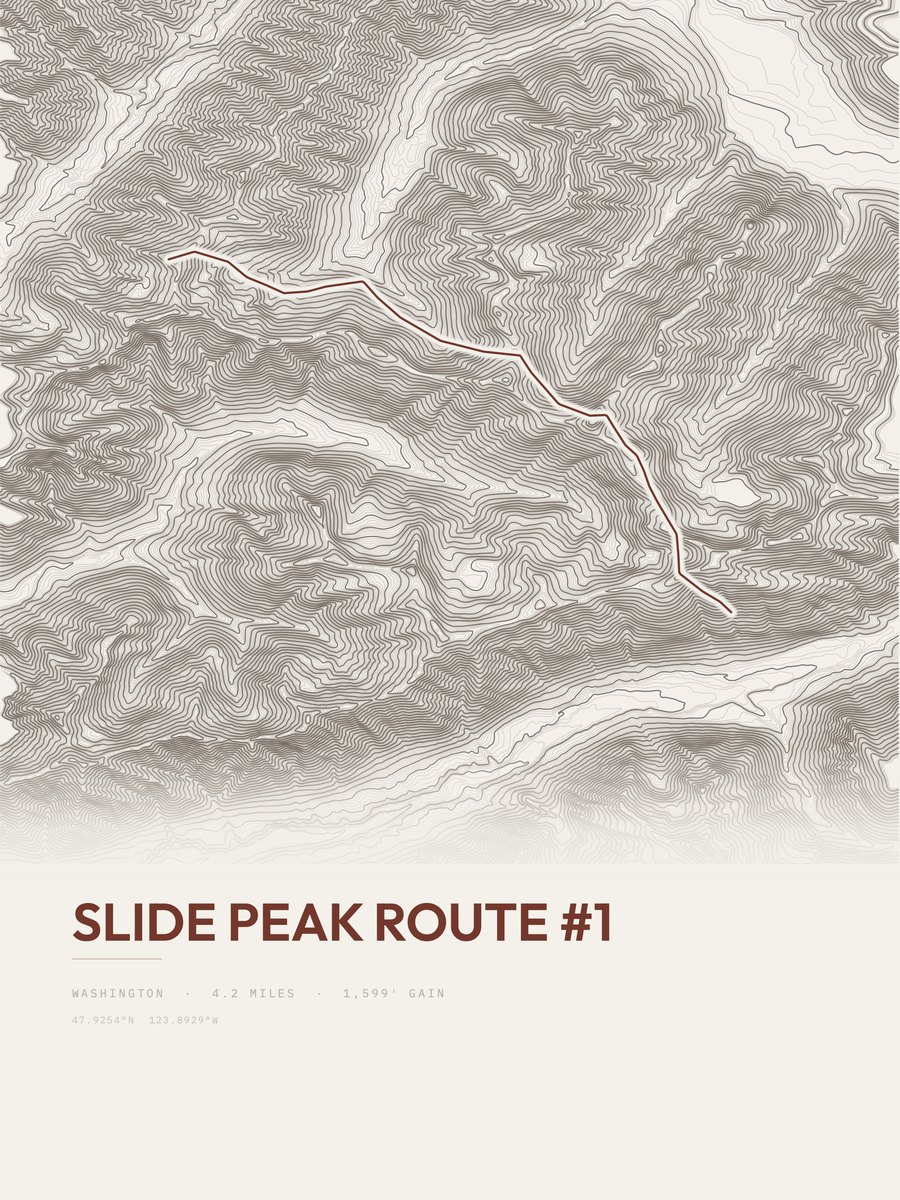 Slide Peak Route Topographic print