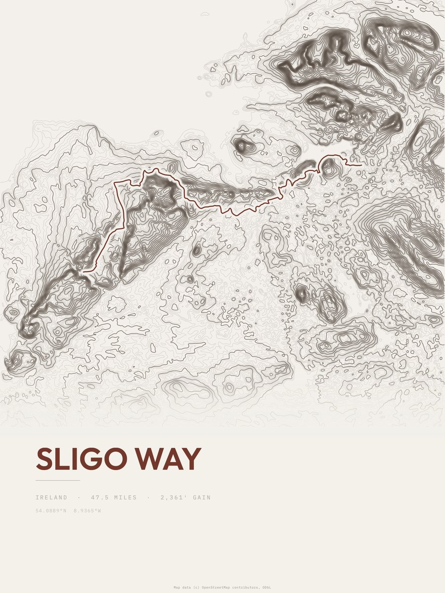 Sligo Way Topographic print