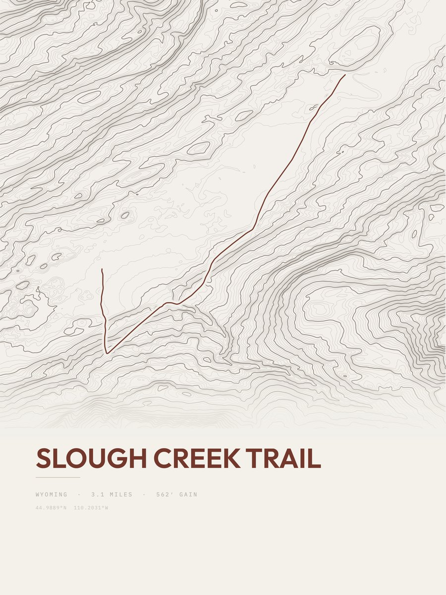 Slough Creek Trail Topographic print