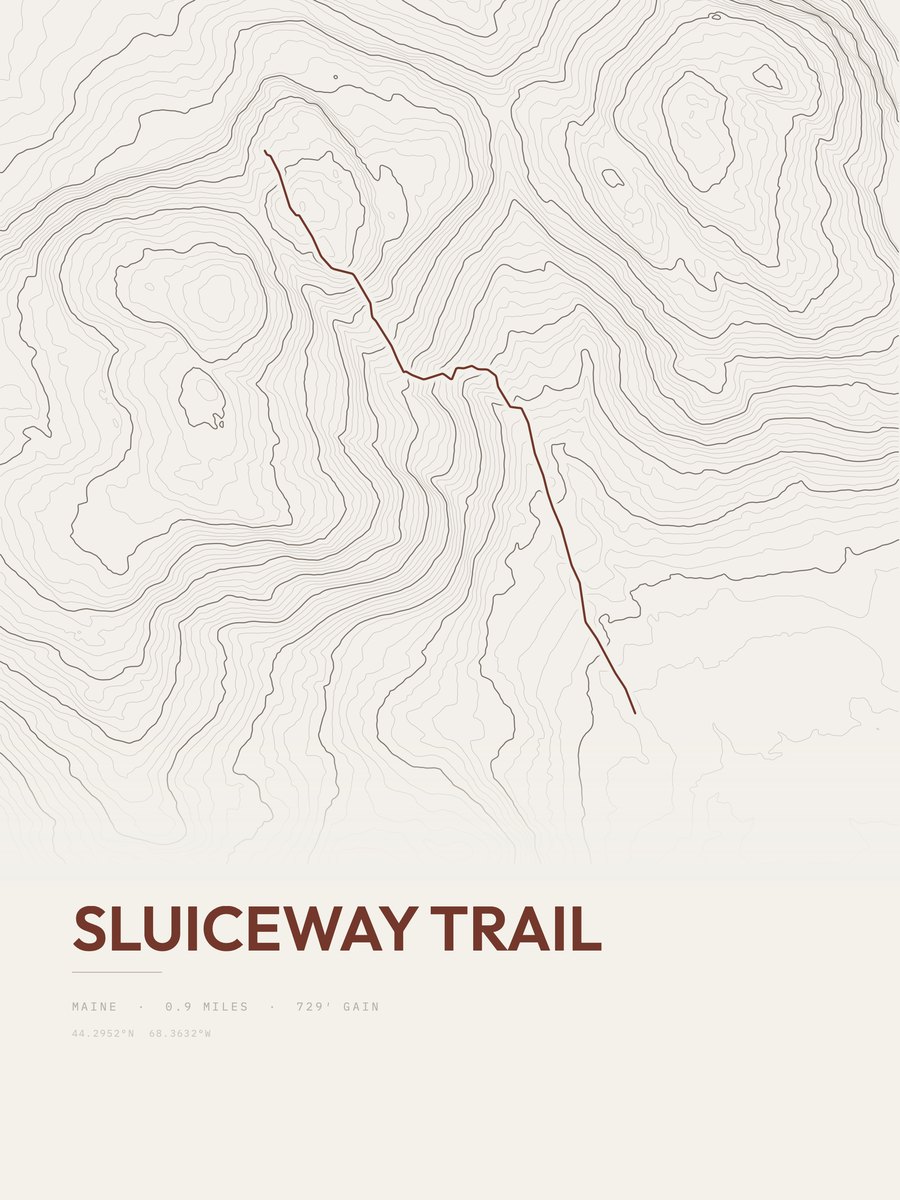 Sluiceway Trail Topographic print