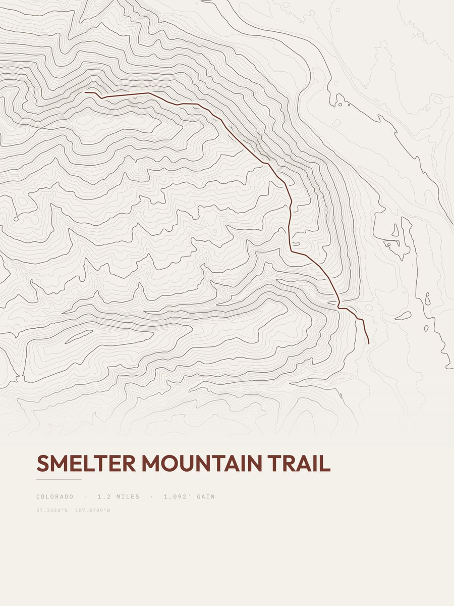 Smelter Mountain Trail topographic trail print