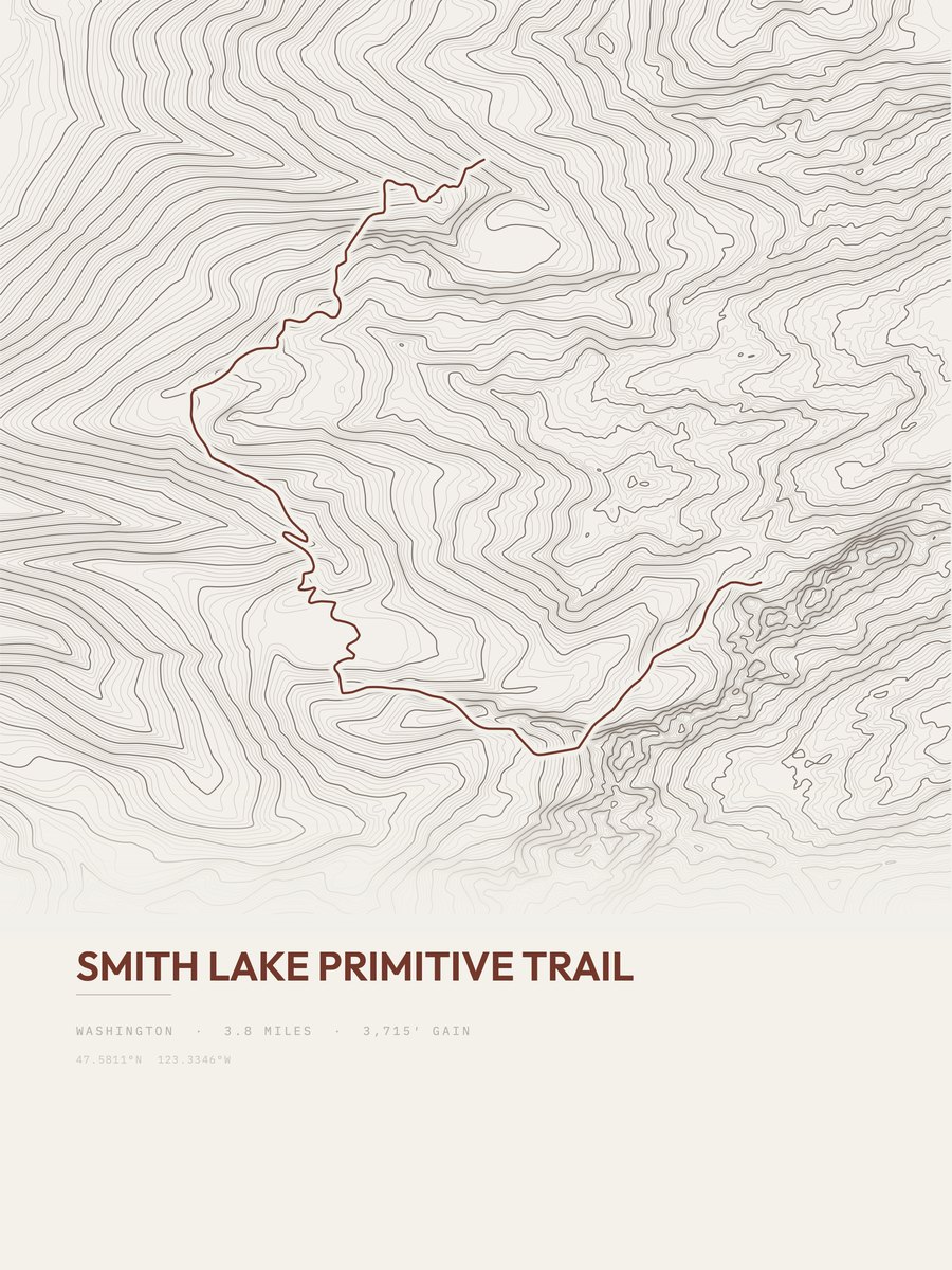 Smith Lake Primitive Trail Topographic print