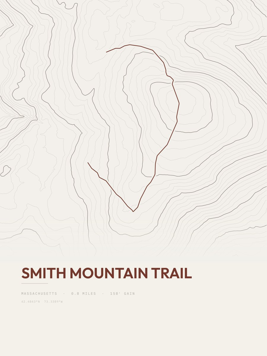 Smith Mountain Trail topographic trail print