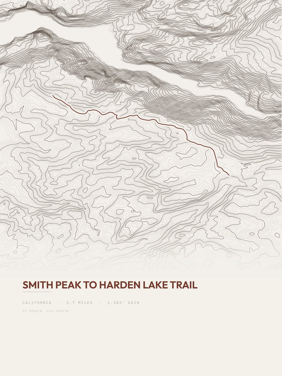 Smith Peak to Harden Lake Trail Topographic print