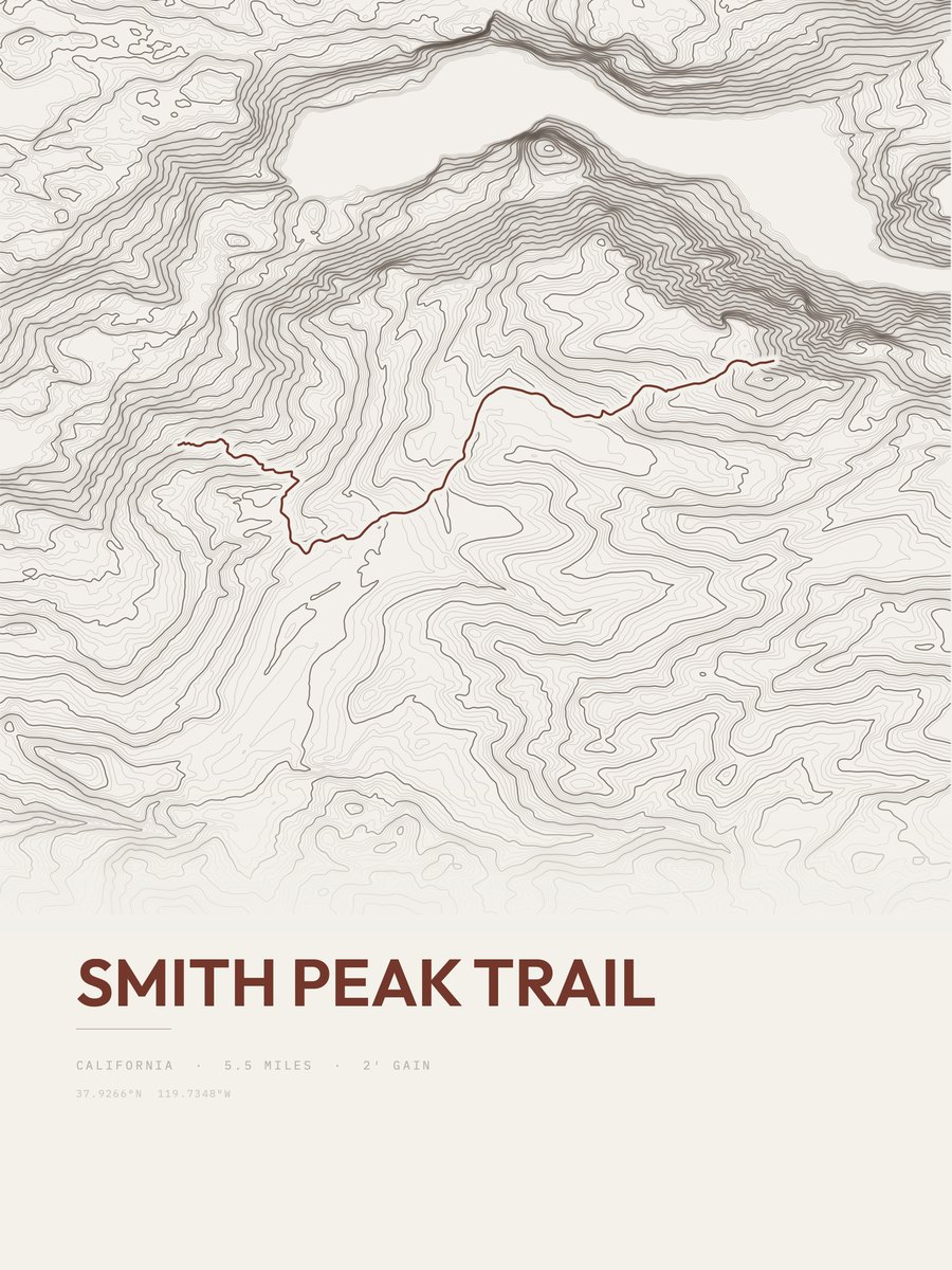 Smith Peak Trail Topographic print