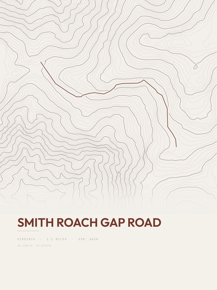 Smith Roach Gap Road topographic trail print