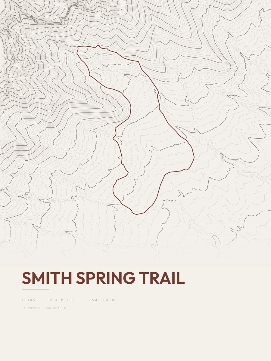 Smith Spring Trail topographic trail print