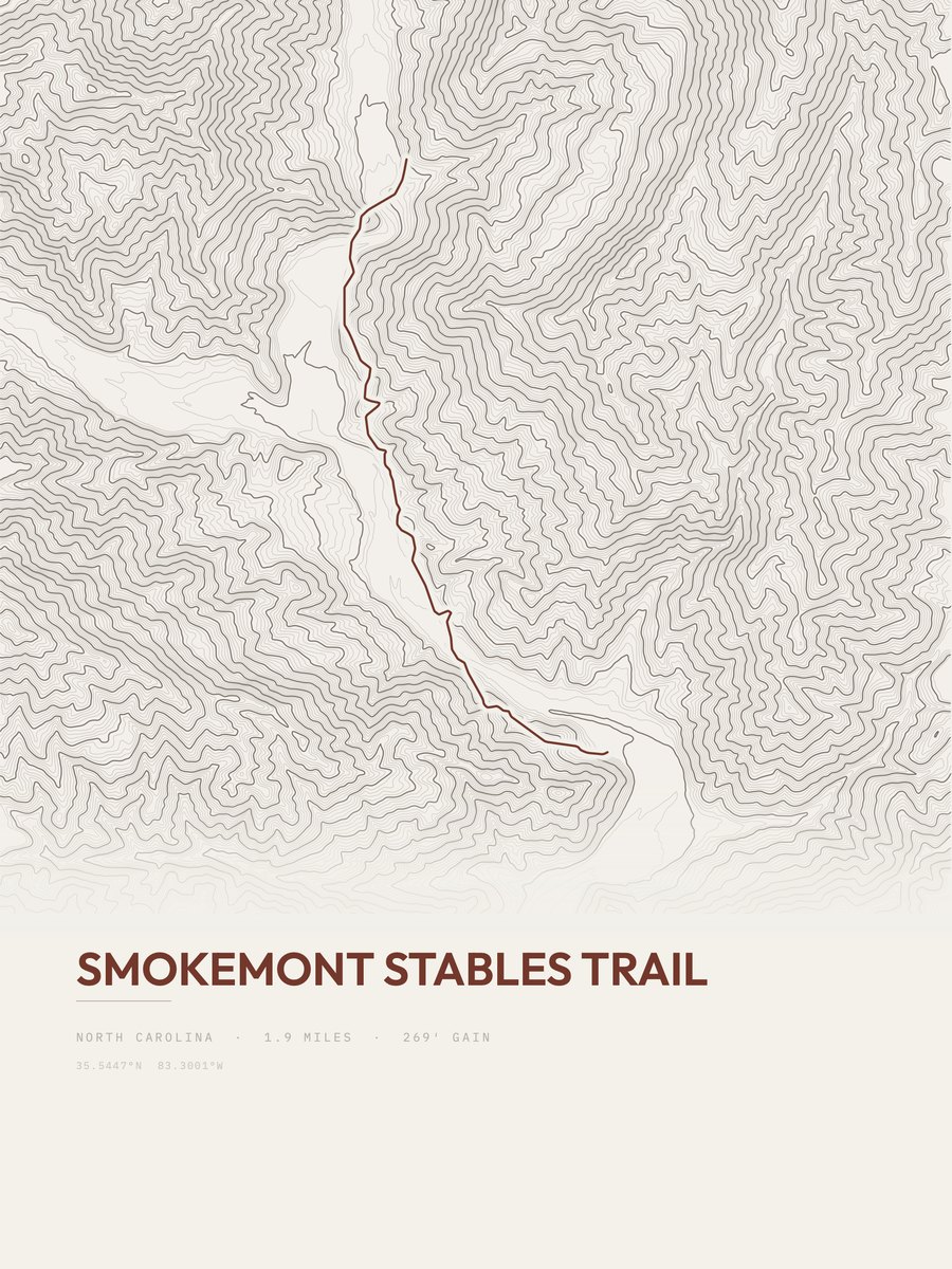 Smokemont Stables Trail topographic trail print