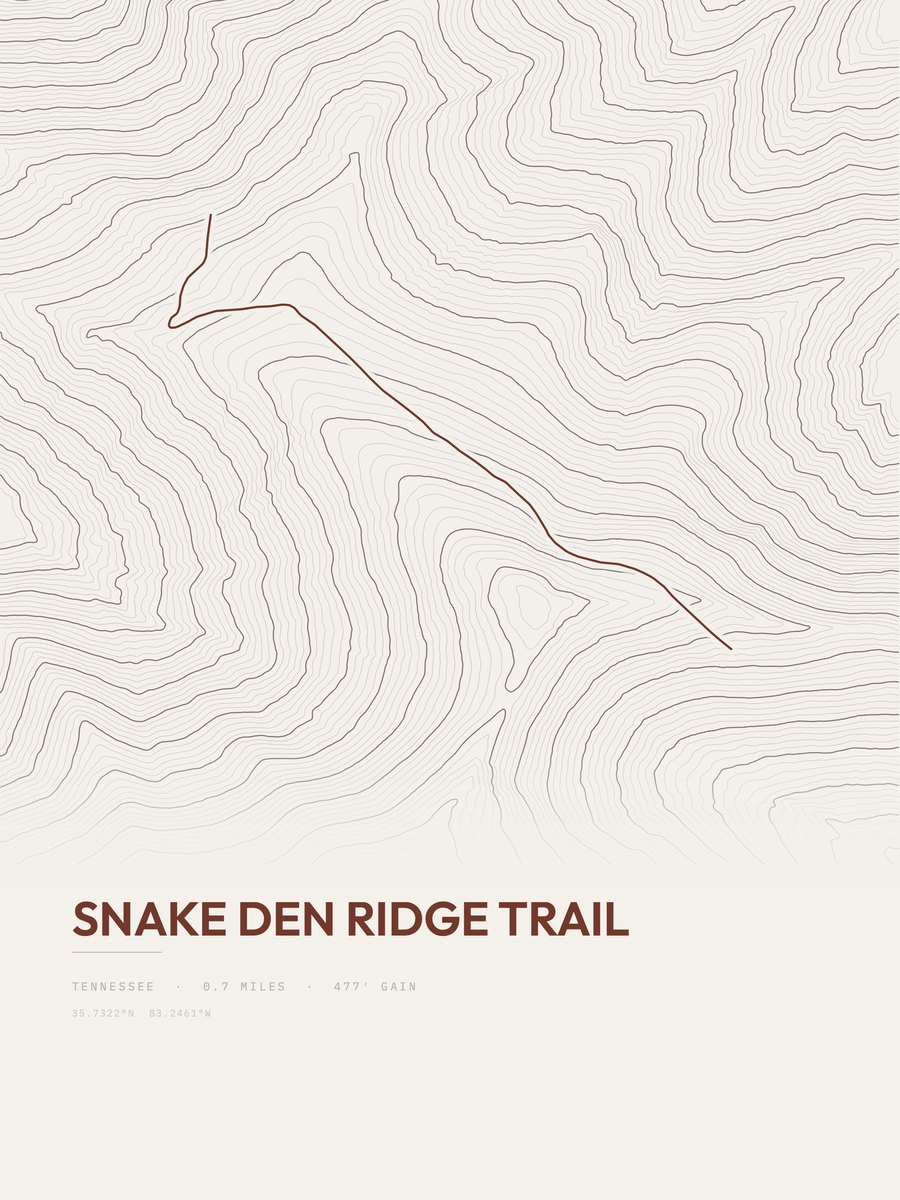 Snake Den Ridge Trail Topographic print