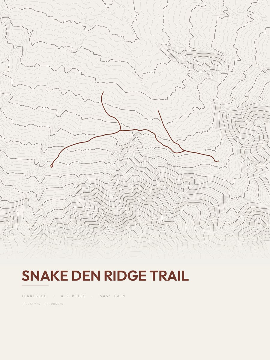 Snake Den Ridge Trail Topographic print