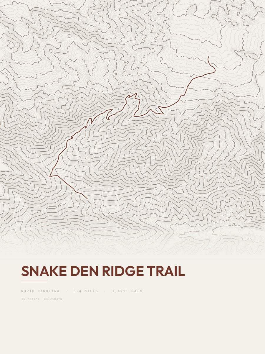 Snake Den Ridge Trail topographic trail print