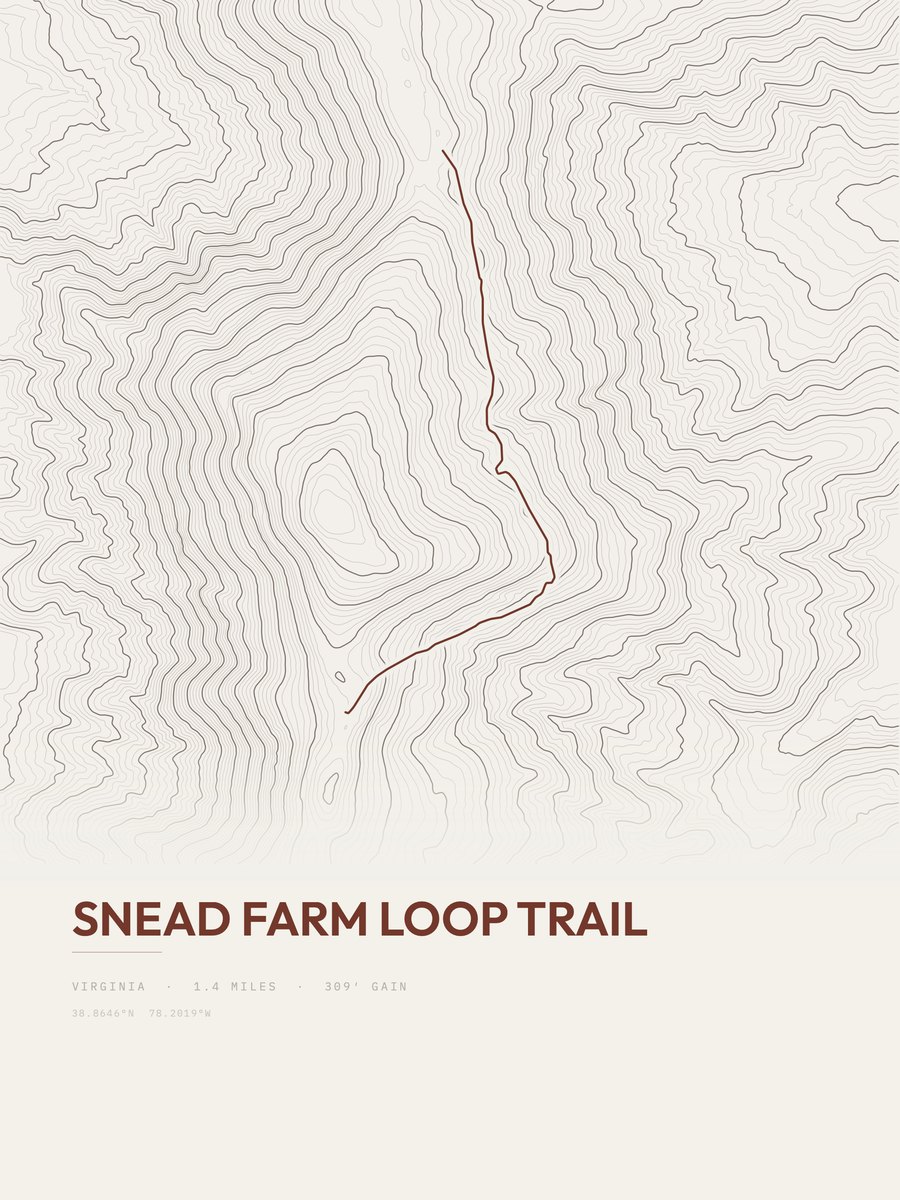 Snead Farm Loop Trail topographic trail print