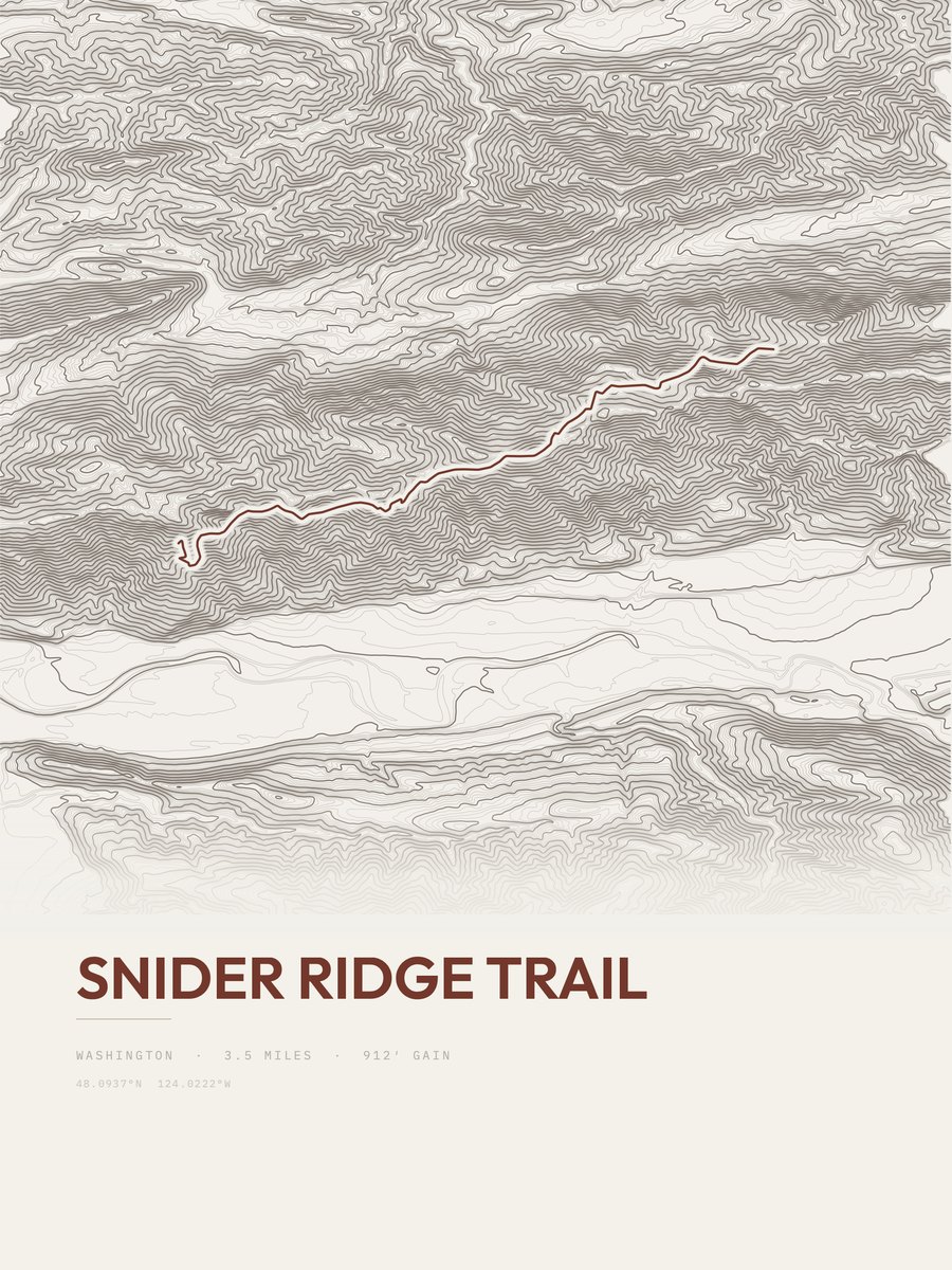 Snider Ridge Trail topographic trail print