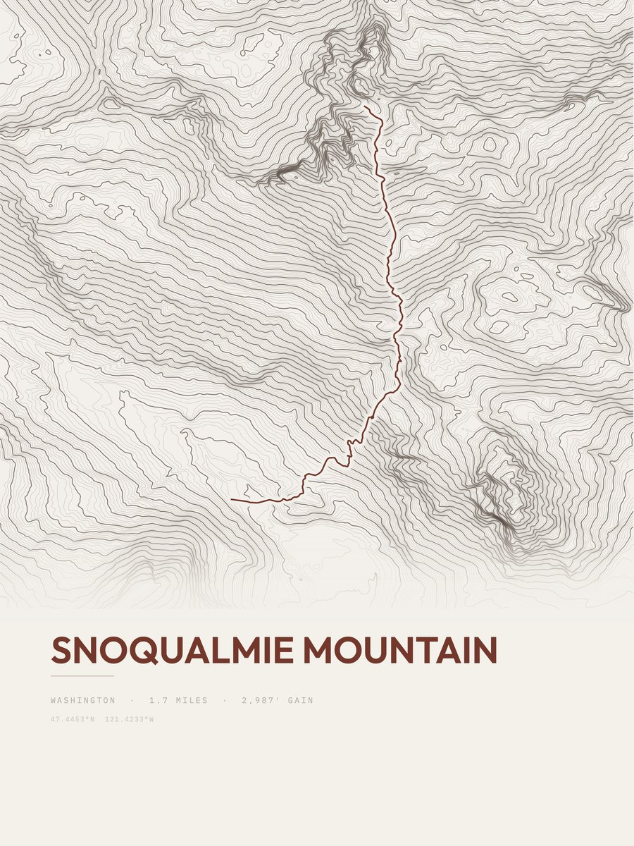 Snoqualmie Mountain Topographic print
