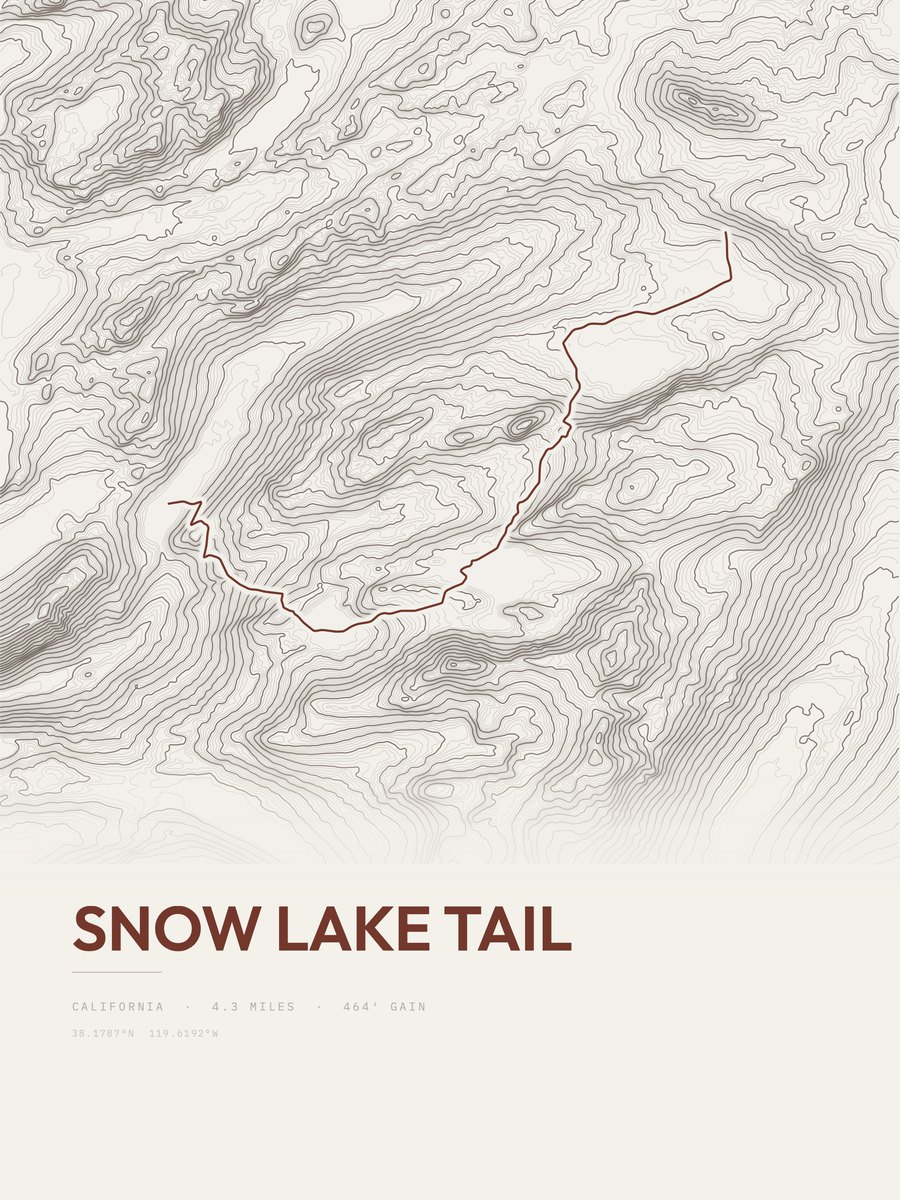 Snow Lake Tail topographic trail print