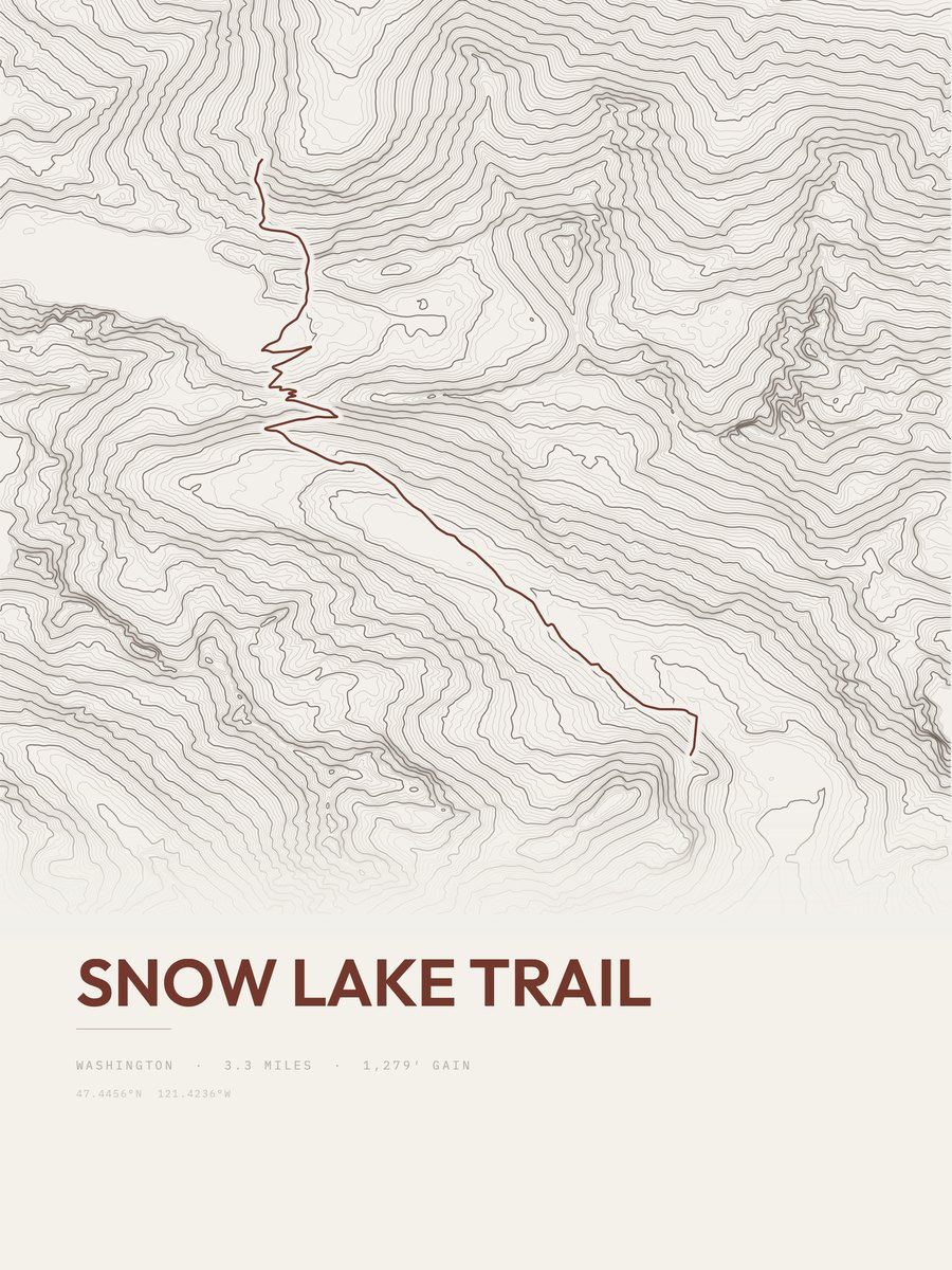 Snow Lake Trail Topographic print