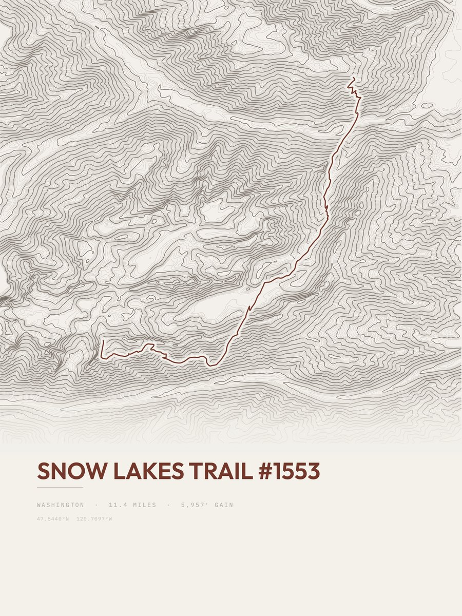 Snow Lakes Trail topographic trail print