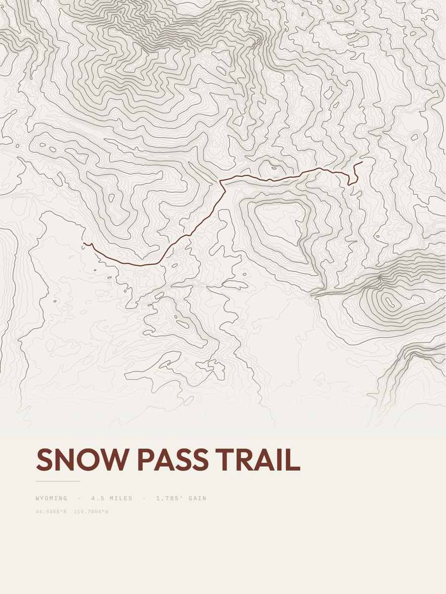 Snow Pass Trail Topographic print