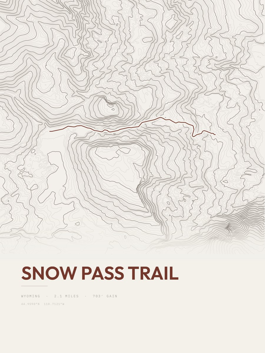 Snow Pass Trail Topographic print