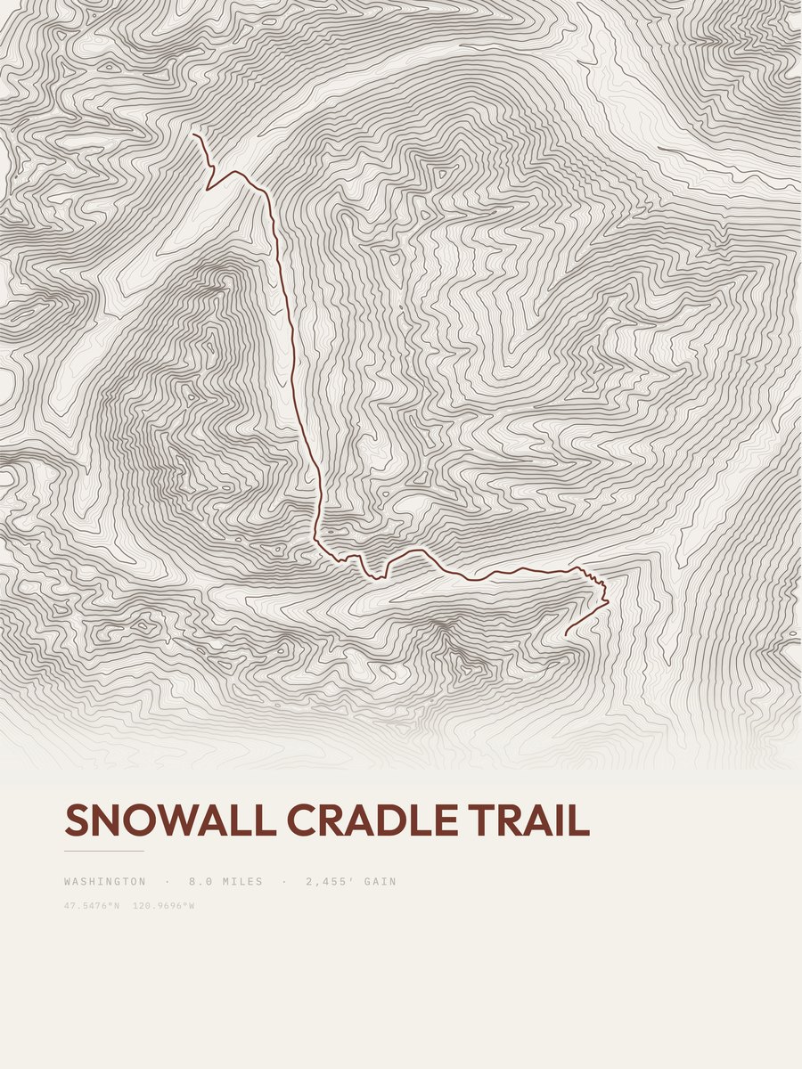 Snowall Cradle Trail topographic trail print