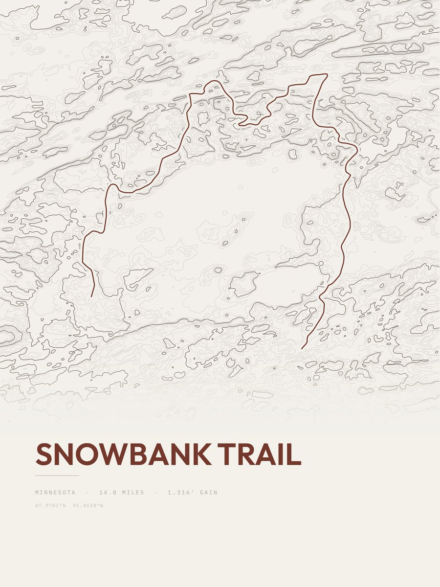 Snowbank Trail Topographic print