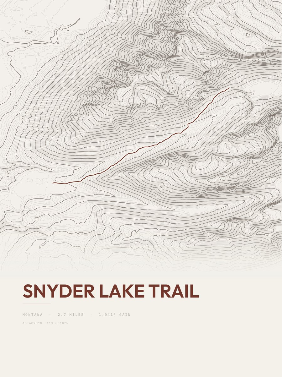Snyder Lake Trail Topographic print