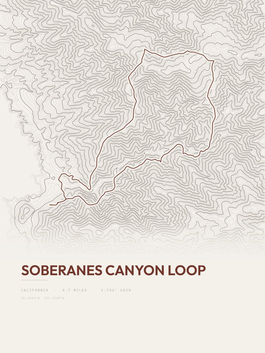 Soberanes Canyon Loop Topographic print