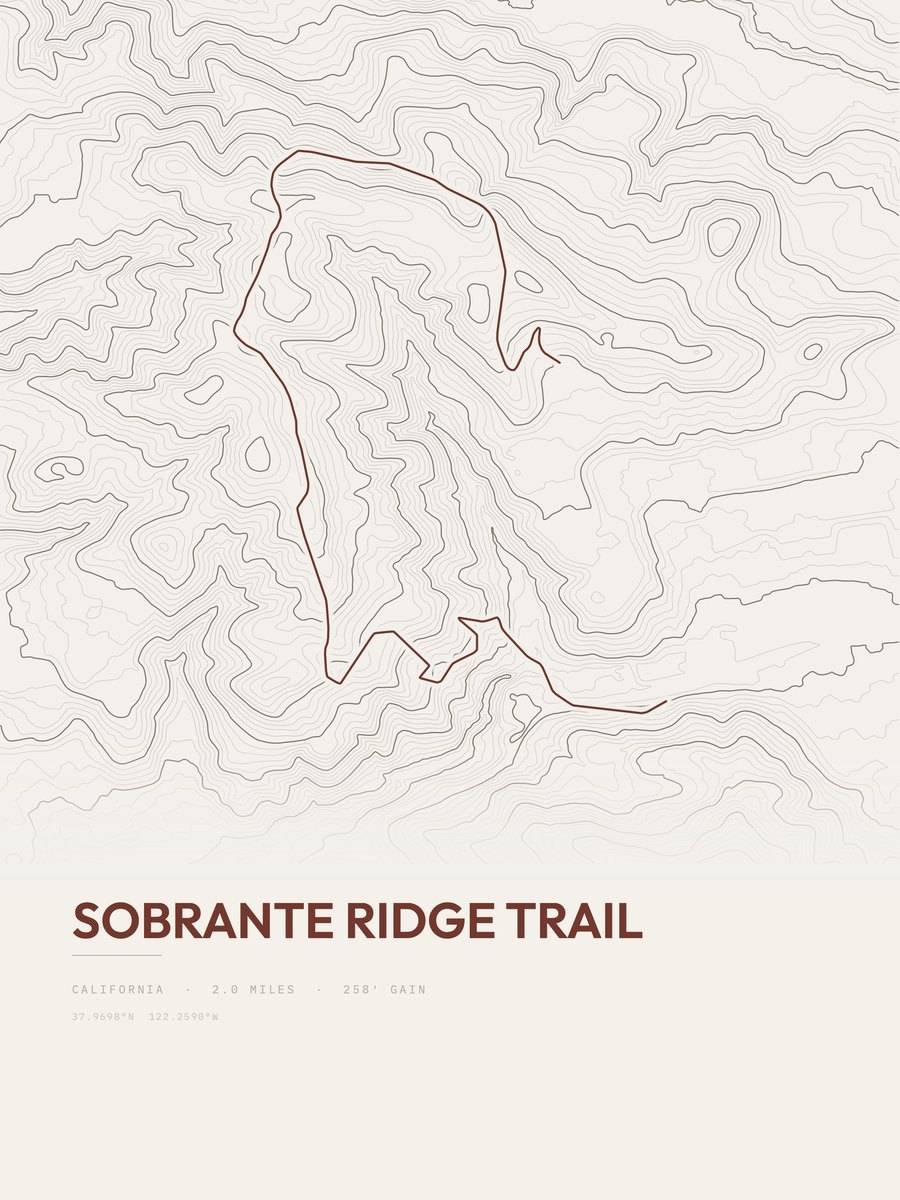Sobrante Ridge Trail Topographic print